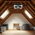 Finished attic with solar attic fan installed, sunlight streaming in, showing clean and comfortable space after solar system installation